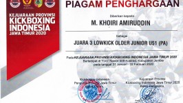 Penghargaan kejuaraan Provinsi Kickboxing Indonesia Jawa Timur 2020